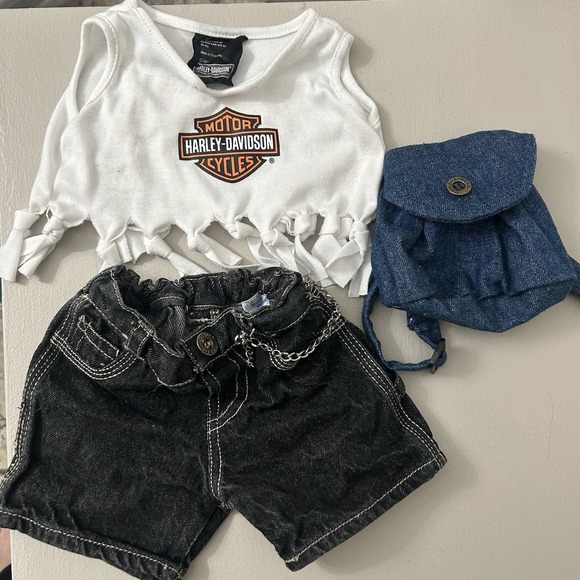 Build-A-Bear Workshop Other - Build A Bear Workshop Harley Davidson Shirt Shorts Backpack Outfit Motorcycle